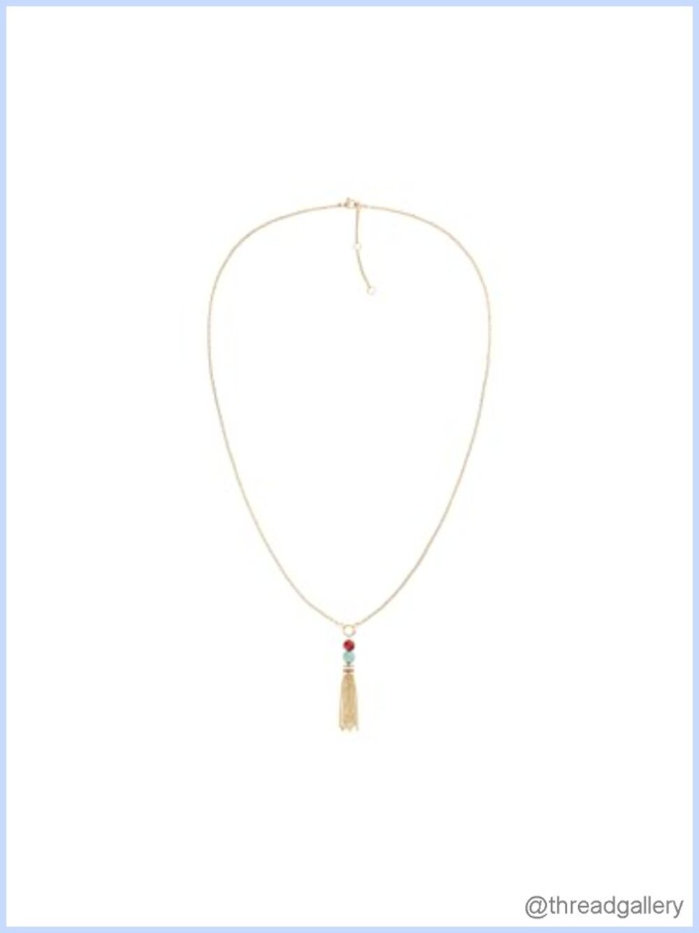 Semi-Precious Beaded Tassel Pendant Necklace Lobster Clasp